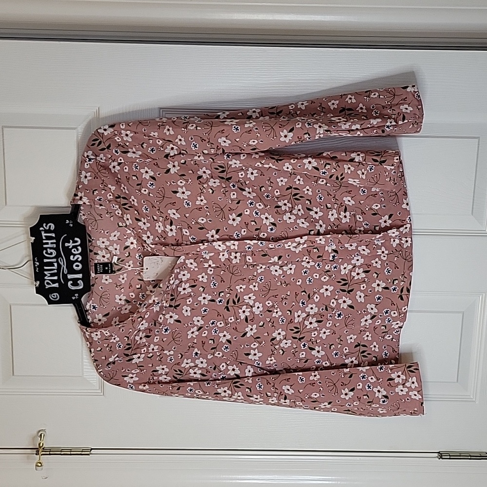 Shein Emory Rose Blouse Medium New Floral Pink White Green Blue Red